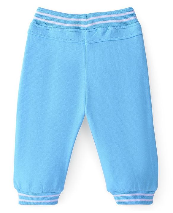 Babyhug Cotton Looper Full Length Lounge Pant Text Print- Blue