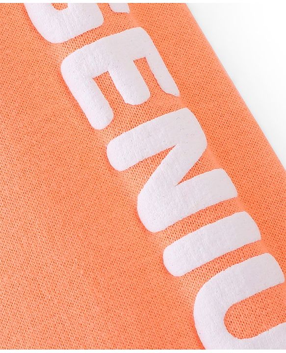 Babyhug Cotton Looper Full Length Lounge Pant Text Print- Orange