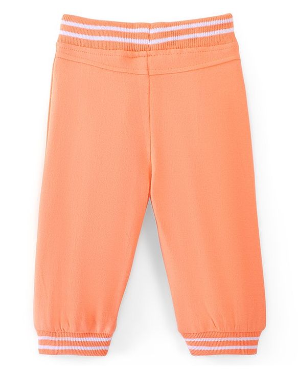 Babyhug Cotton Looper Full Length Lounge Pant Text Print- Orange