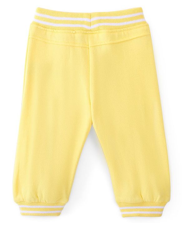 Babyhug Cotton Looper Full Length Lounge Pant Text Print- Yellow