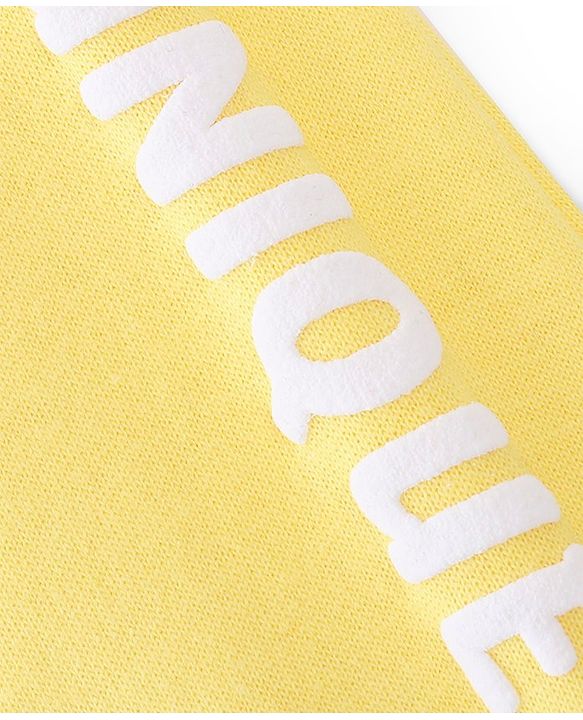 Babyhug Cotton Looper Full Length Lounge Pant Text Print- Yellow