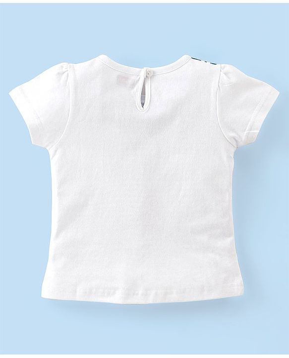 Babyhug Cotton Knit Half Sleeves T-Shirts with Frill Detailing Teddy Print Pack of 3 - Multicolour
