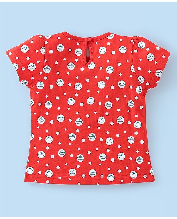 Babyhug Cotton Knit Half Sleeves T-Shirts with Frill Detailing Teddy Print Pack of 3 - Multicolour