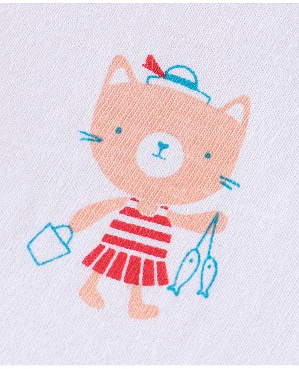 Babyhug Cotton Knit Half Sleeves T-Shirts with Frill Detailing Teddy Print Pack of 3 - Multicolour