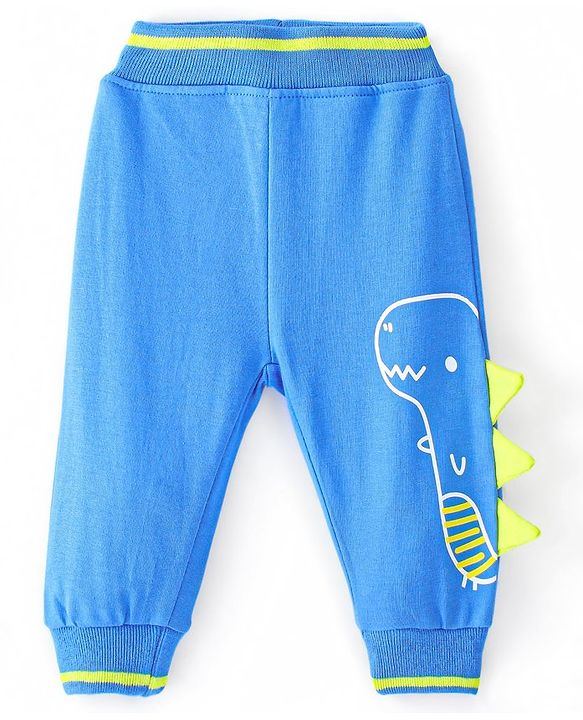 Babyhug Cotton Looper Full Length Lounge Pant Dino Print - Blue
