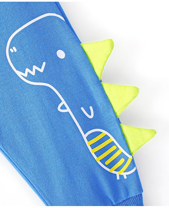 Babyhug Cotton Looper Full Length Lounge Pant Dino Print - Blue