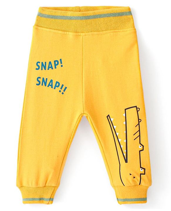 Babyhug Cotton Looper Full Length Lounge Pant Croc Print - Yellow