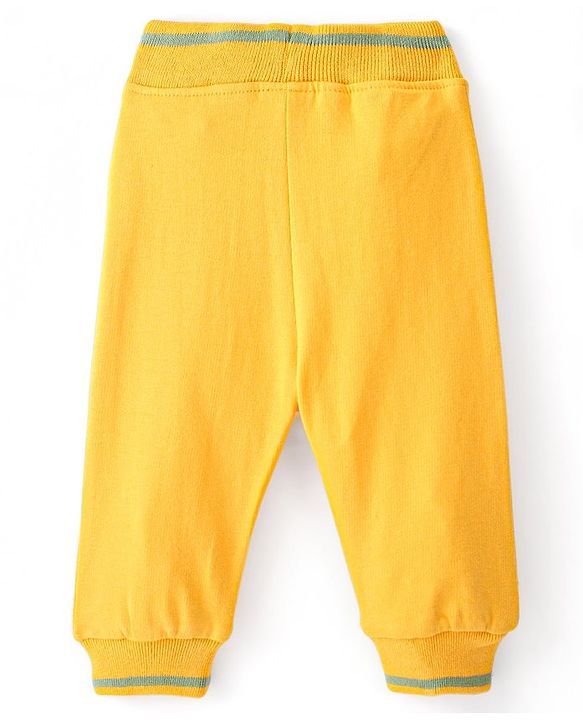 Babyhug Cotton Looper Full Length Lounge Pant Croc Print - Yellow