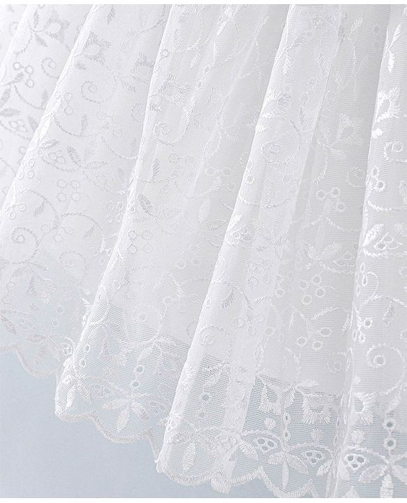 Babyhug Sleeveless A-Line Party Dress with Bow Applique - White