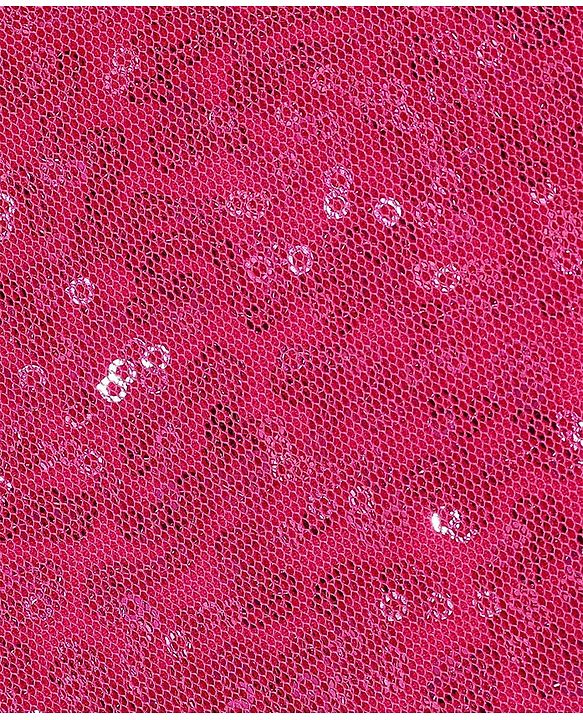 Babyhug Sleeveless Sequinned Top and Pleated Mesh Palazzo - Hot Pink