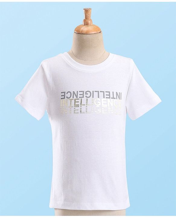 Babyhug Woven Full Sleeves Stretch Party Suit & T-Shirt with Text Print - White & Salmon Pink