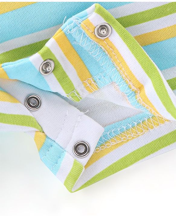 Babyhug 100% Cotton Knit Half Sleeves Rompers with Crocodile Print Pack of 2 - Yellow & Green