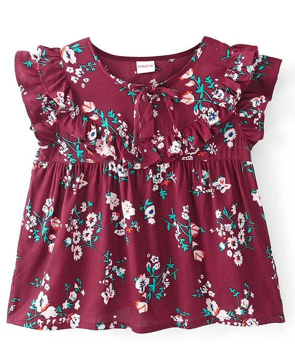 FROCK TYPE FLARED WHITE FLORAL PRINT TOP