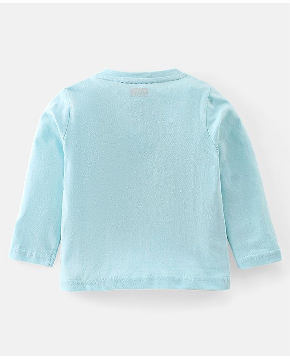 Babyhug Cotton Knit Full Sleeves Night Suit With Dino Print - Blue & White