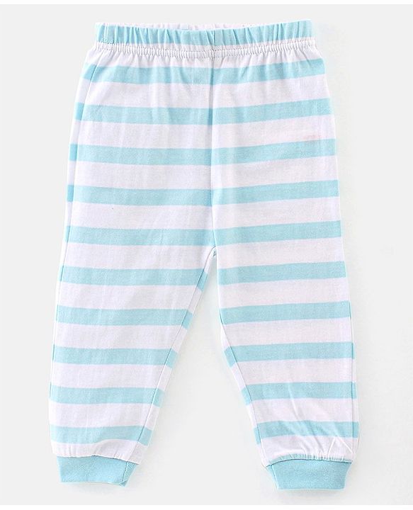 Babyhug Cotton Knit Full Sleeves Night Suit With Dino Print - Blue & White