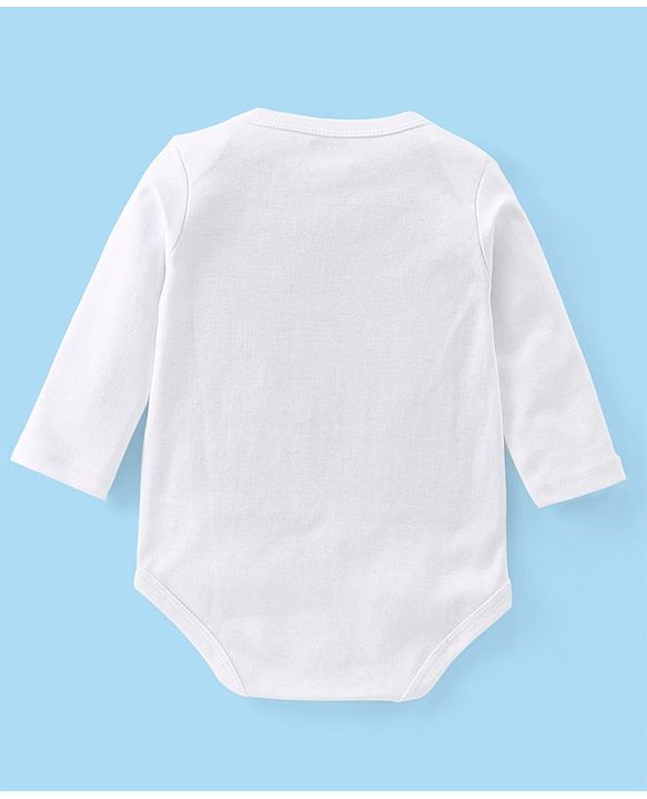Babyhug 100% Cotton Full Sleeves Onesie Solid Colour - White