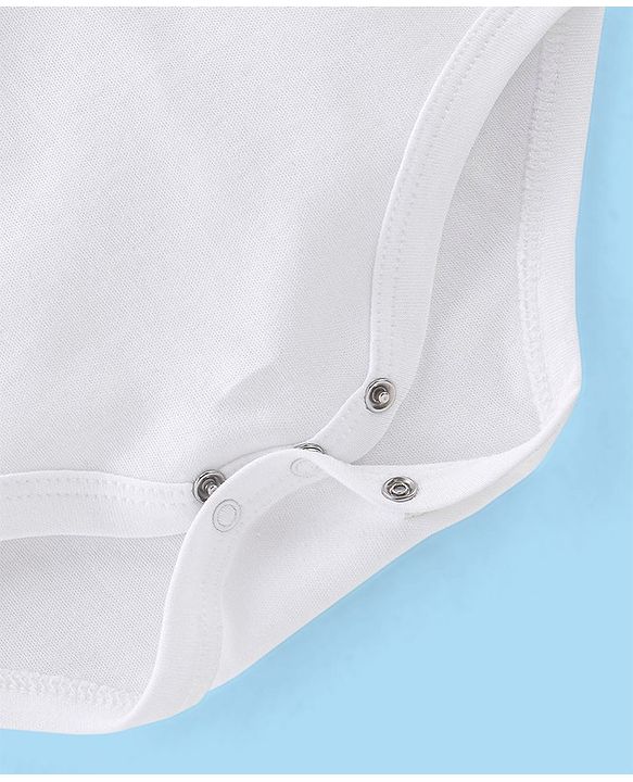 Babyhug 100% Cotton Full Sleeves Onesie Solid Colour - White