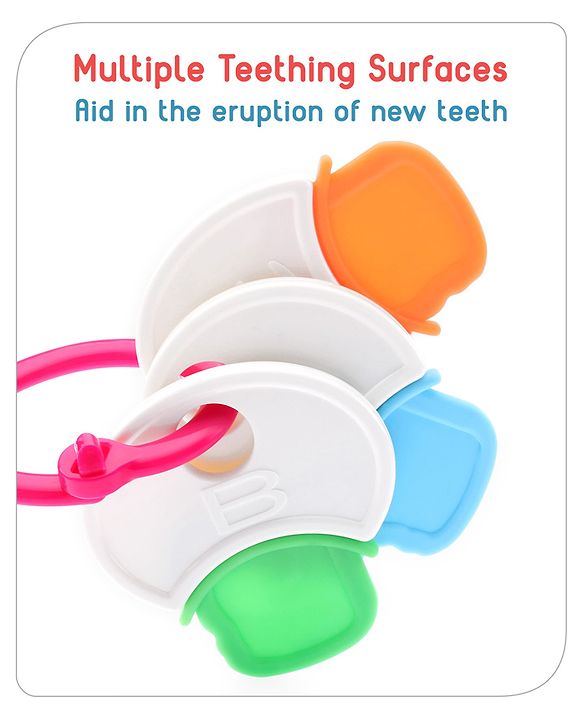 Babyhug Non Toxic BPA Free Key Shaped Teether|Easy to Grip|Fits in Mouth, Stimulates and Massages Sore Gums|Gifting Toy| Child Safe Material| BIS Certified| 0 Months+