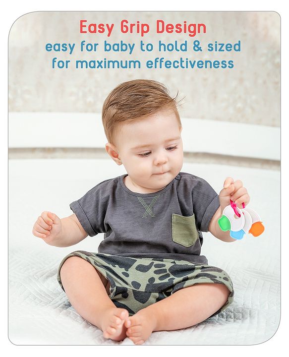 Babyhug Non Toxic BPA Free Key Shaped Teether|Easy to Grip|Fits in Mouth, Stimulates and Massages Sore Gums|Gifting Toy| Child Safe Material| BIS Certified| 0 Months+