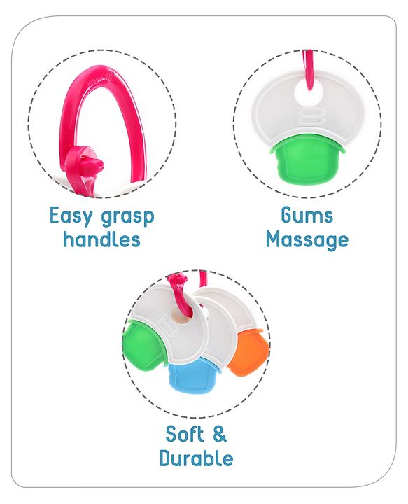 Babyhug Non Toxic BPA Free Key Shaped Teether|Easy to Grip|Fits in Mouth, Stimulates and Massages Sore Gums|Gifting Toy| Child Safe Material| BIS Certified| 0 Months+