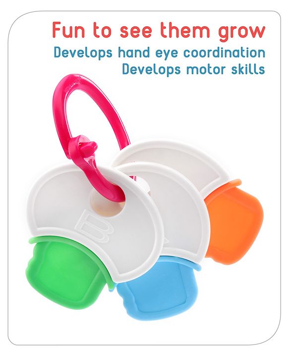 Babyhug Non Toxic BPA Free Key Shaped Teether|Easy to Grip|Fits in Mouth, Stimulates and Massages Sore Gums|Gifting Toy| Child Safe Material| BIS Certified| 0 Months+