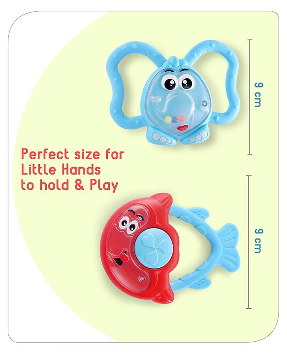 Babyhug Joy Rattle Set Pack of 2 - Blue and Red