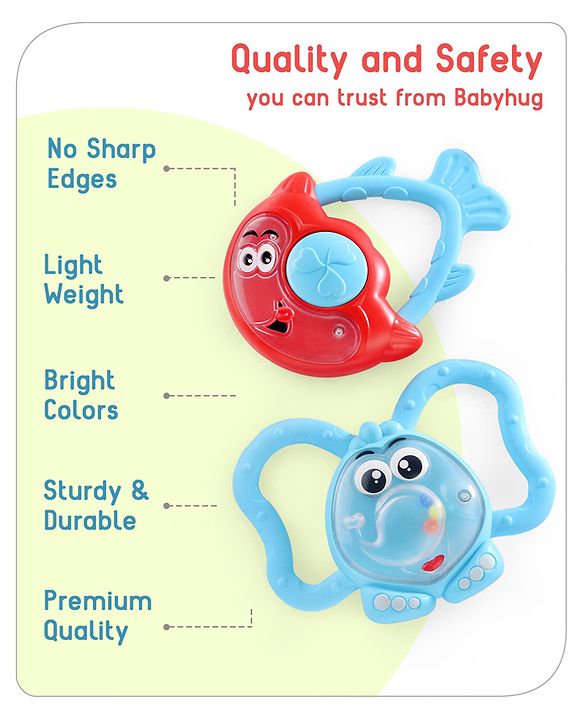Babyhug Joy Rattle Set Pack of 2 - Blue and Red
