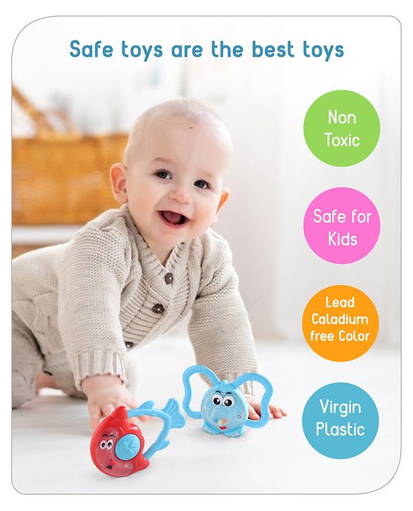 Babyhug Joy Rattle Set Pack of 2 - Blue and Red