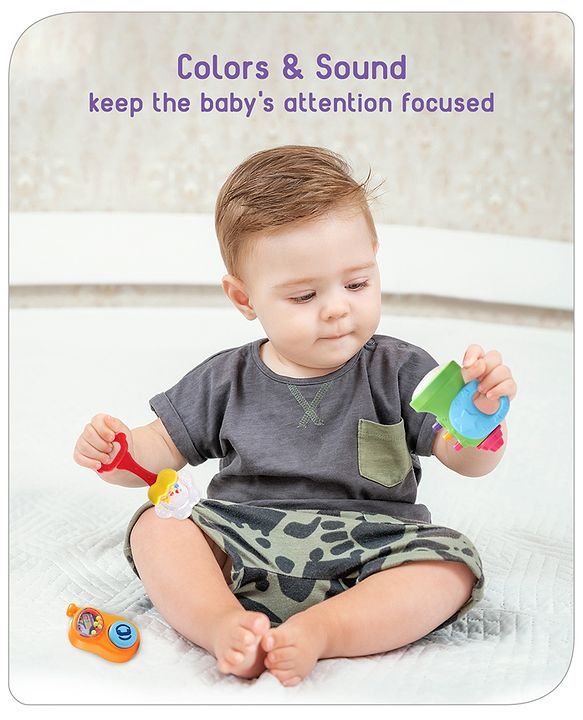 Babyhug Rattles Gift Set Pack of 3 |Easy to Grip|Gifting Toy| Child Safe Material| BIS Certified|  3 Months+