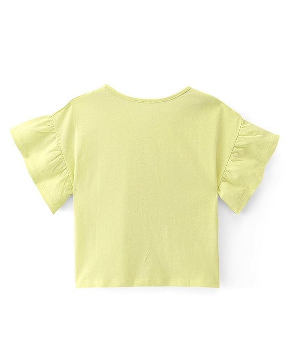Pine Kids Cotton Knit Half Sleeves Top Heart Print - Yellow
