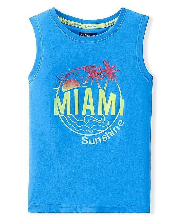 Pine Kids 100% Cotton Knit Sleeveless T-Shirt Text Print - Blithe