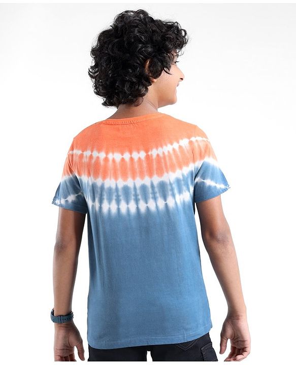 Pine Kids 100% Cotton Knit Half Sleeves Tie & Dyed T-Shirt - Blue
