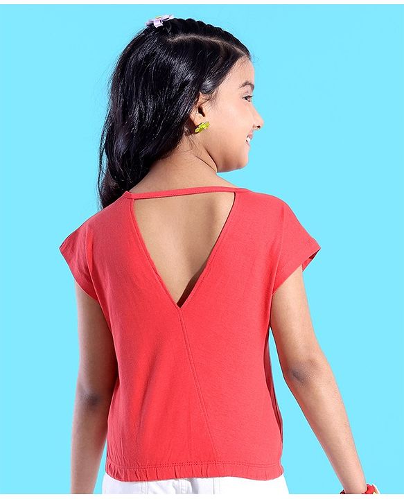 Pine Kids 100% Cotton Knit Sleeveless Top Rainbow Embroidered - Red
