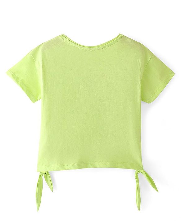 Pine Kids 100% Cotton Knit Half Sleeves T-Shirts Floral Print - Green