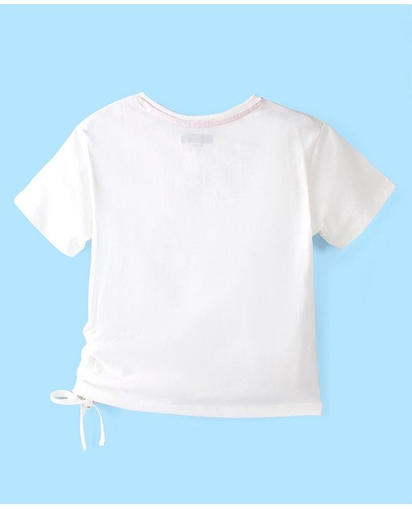 Pine Kids Cotton Knit Half Sleeves T-Shirts Floral & Lioness Print- Snow White