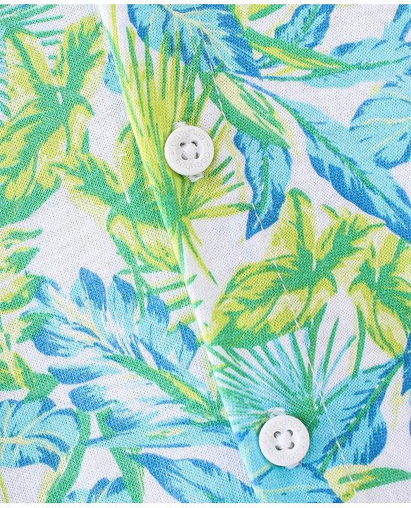 Babyhug 100% Cotton Knit Half Sleeve Shirt With Tropical Print - Blue & Green