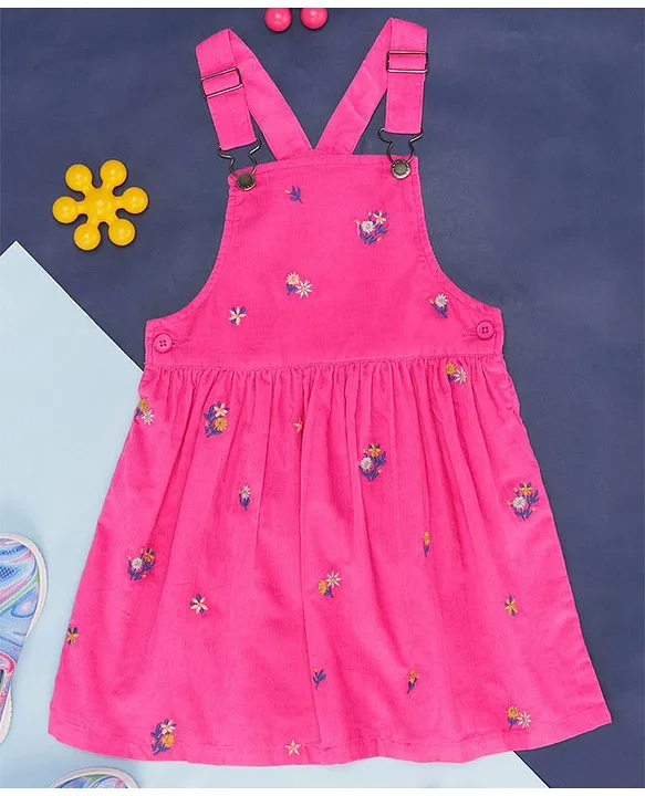 Buy Pantaloons Junior Sleeveless Floral Emboridered Dungaree Dress Pink for  Girls (2-3Years) Online in India, Shop at  - 15373920