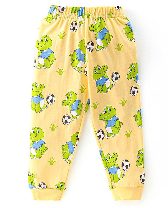 Babyhug Cotton Single Jersey Knit Full Sleeves Night Suit Croc Print - Yellow