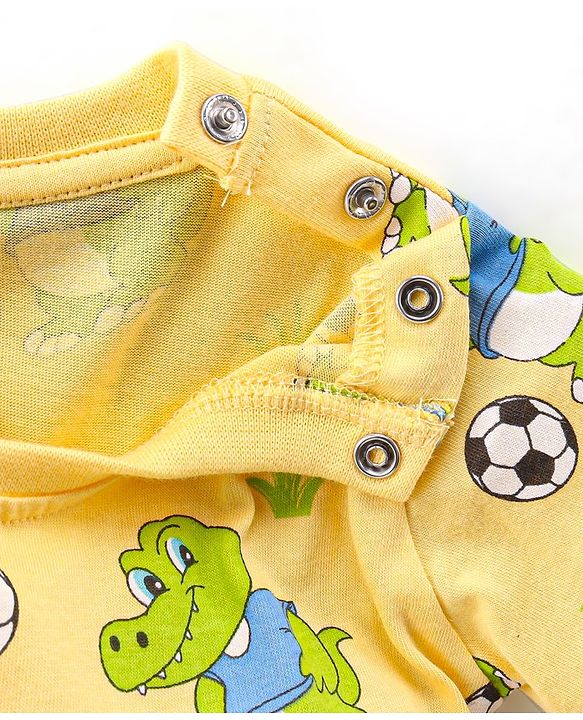 Babyhug Cotton Single Jersey Knit Full Sleeves Night Suit Croc Print - Yellow