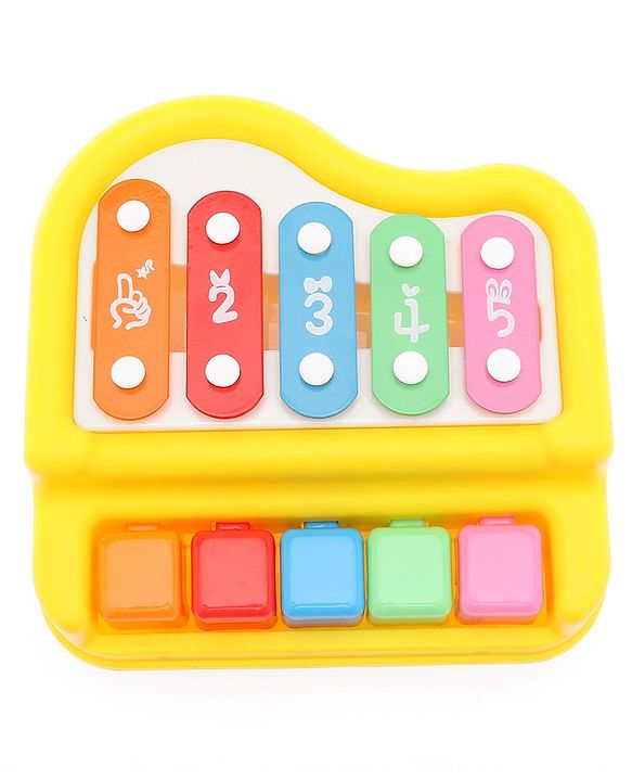 Babyhug Xylophone cum Piano with 5 Keys - Multicolour | Vibrant Musical Instrument for Kids | Sparks Creativity & Auditory Development | Child-Safe & Durable | BIS Certified