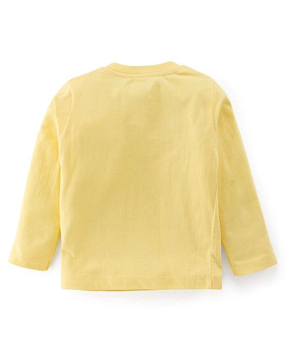 Babyhug Cotton Single Jersey Knit Full Sleeves Night Suit Construction Vehicle Print - Yellow