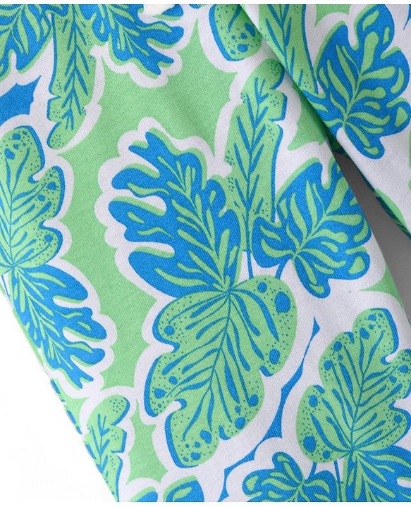 Babyhug Cotton Jersey Knit Full Length Lounge Pant Tropical Theme - Green