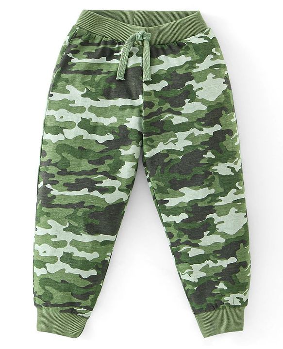 Babyhug Cotton Jersey Knit Full Length Lounge Pant Camouflage & Text Print Pack Of 2 - Multicolor
