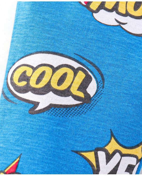 Babyhug Cotton Full Length Lounge Pants Striped & Text Printed Pack  of 2 - Blue & Yellow