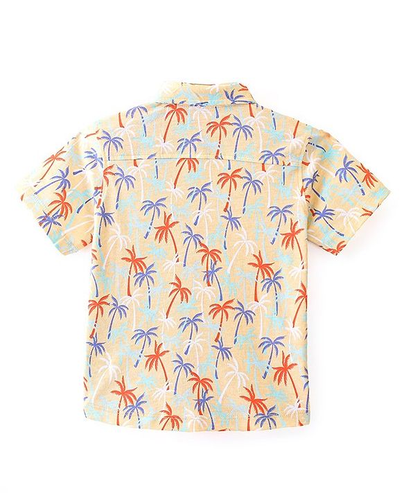 Babyhug 100% Cotton Half Sleeves Shirt Tropical Print - Cream
