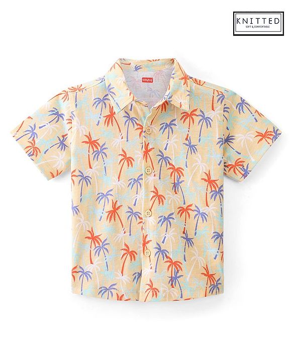 Babyhug 100% Cotton Half Sleeves Shirt Tropical Print - Cream