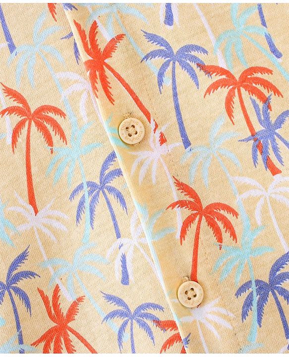 Babyhug 100% Cotton Half Sleeves Shirt Tropical Print - Cream