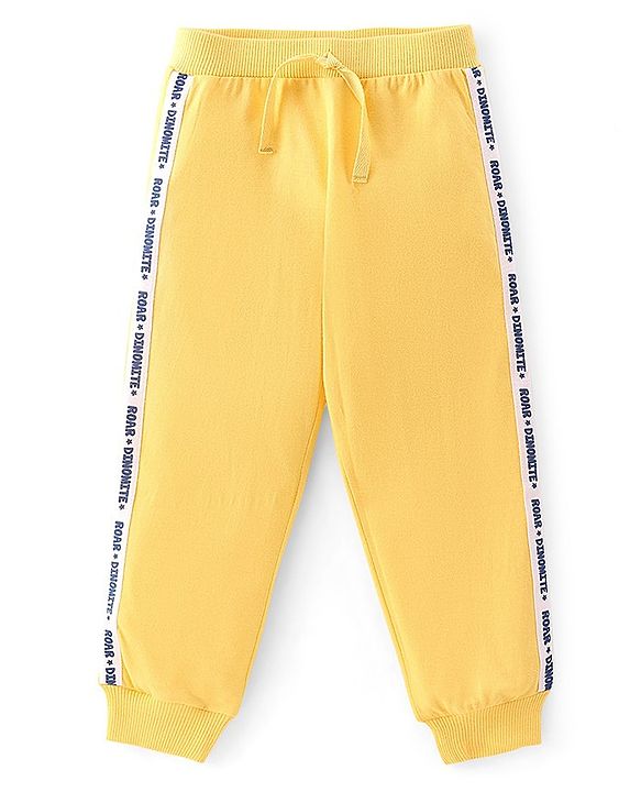 Babyhug Cotton Jersey Knit Full Length Lounge Pant Dino Printed Pack of 2 - Blue & Yellow