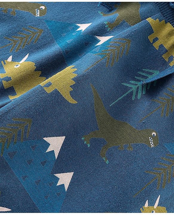 Babyhug Cotton Jersey Knit Full Length Lounge Pant Dino Printed Pack of 2 - Blue & Yellow