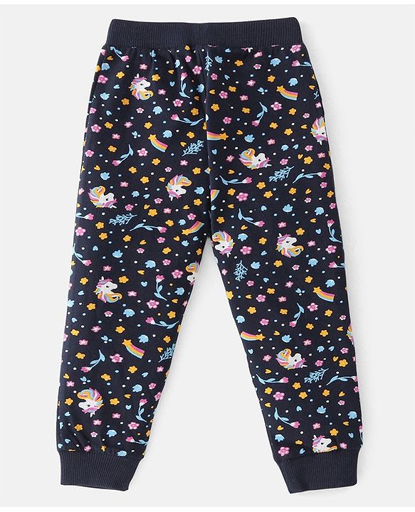 Babyhug Cotton Jersey Knit Full Length Lounge Pant Unicorn Print Pack Of 2 - Multicolor